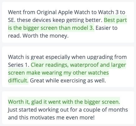 Sample of positive Apple Watch user reviews