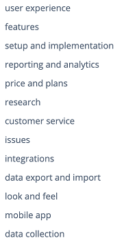 The fundamental themes that emerged during our analysis of survey platform reviews