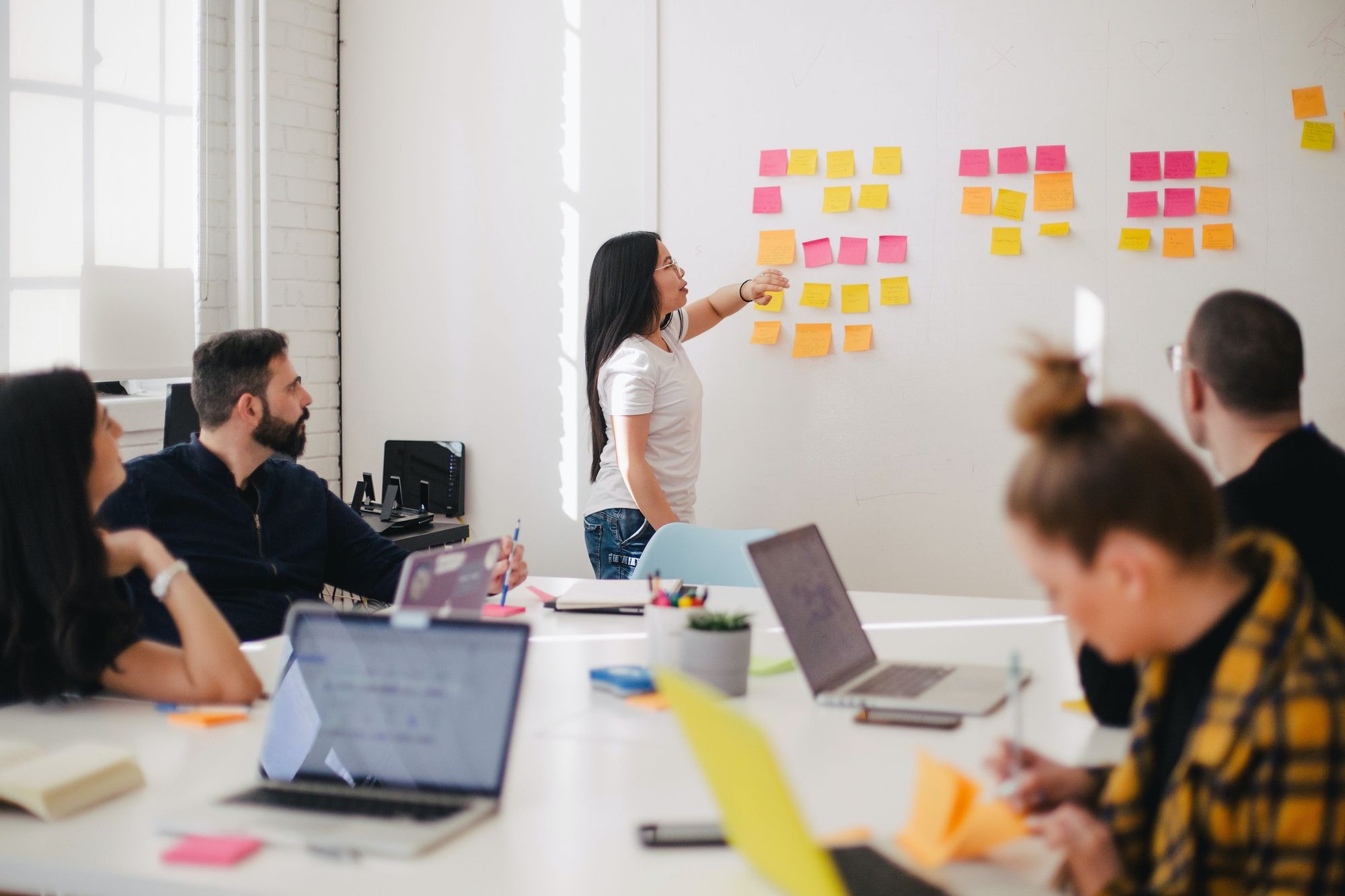 A group of people planning out a product roadmap