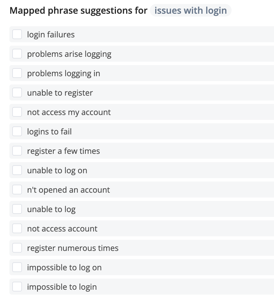 Example of Thematic's AI suggesting other ways people are complaining about issues with login