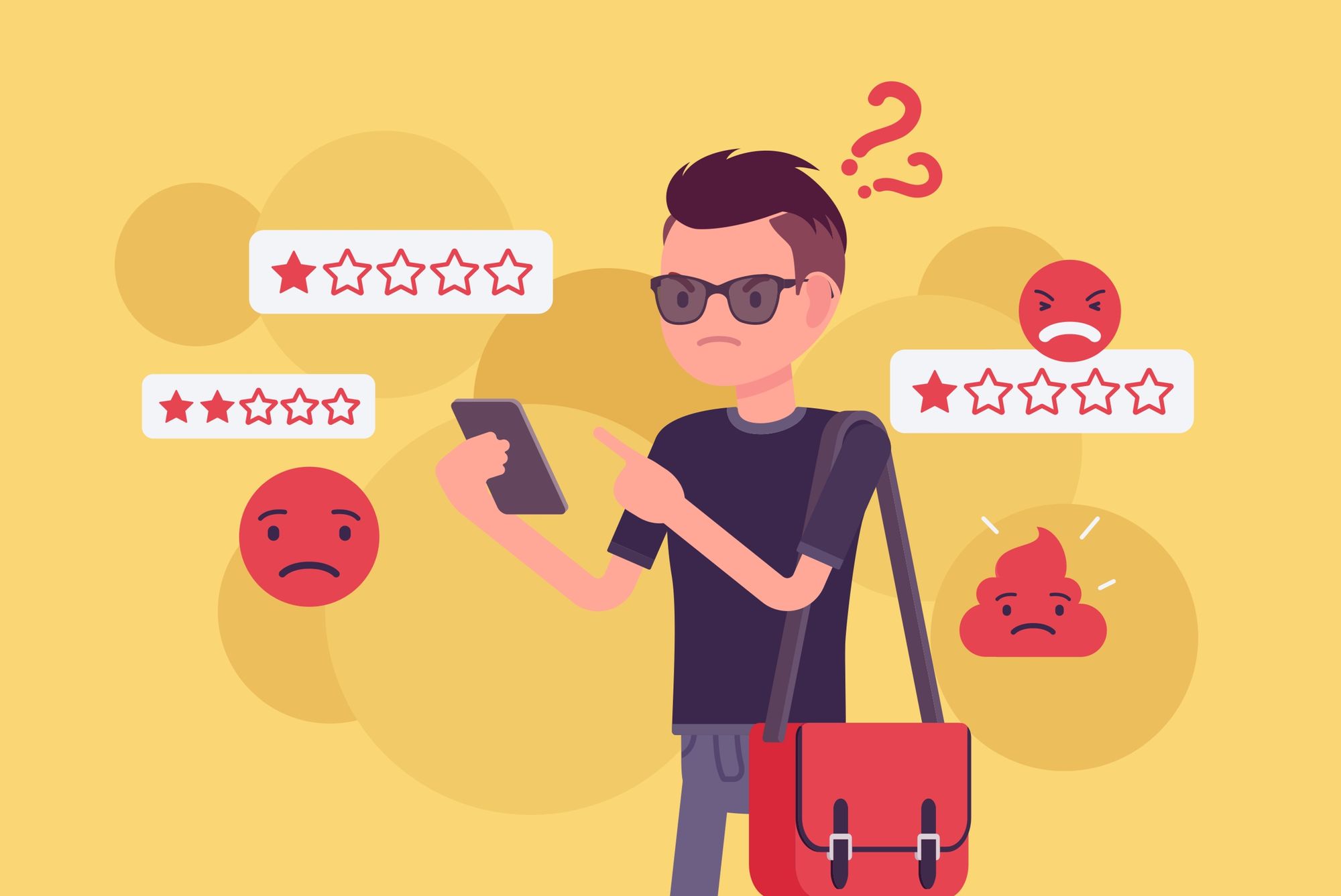 Angry customer giving one star reviews