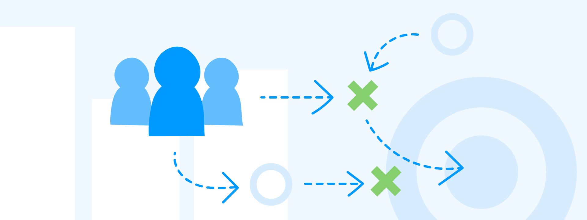 Strategy image of Os and Xs leading towards a target