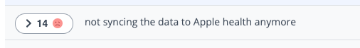 Sentence cluster showing people reporting it doesn't sync with Apple Health