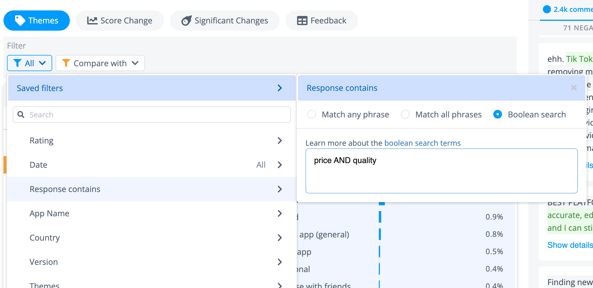 Advanced search using boolean operators