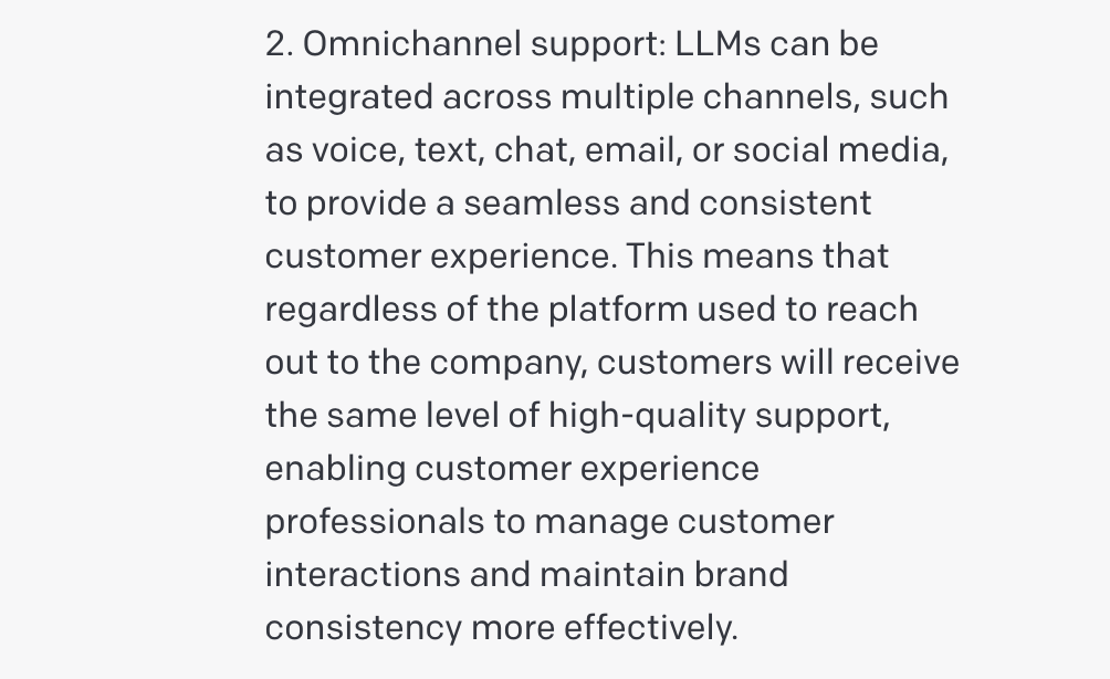 LLMs for omnichannel support