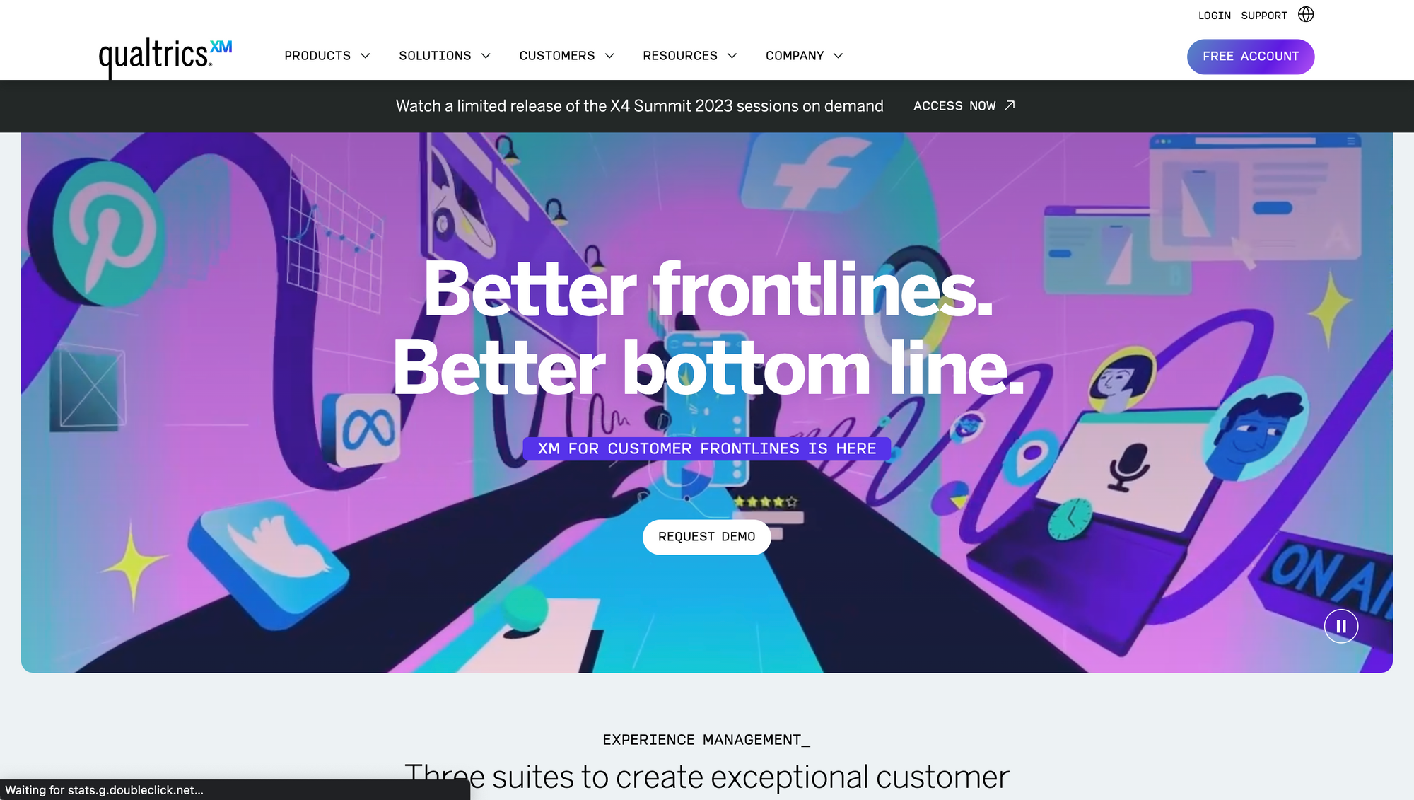 voice of customer tool Qualtrics homepage