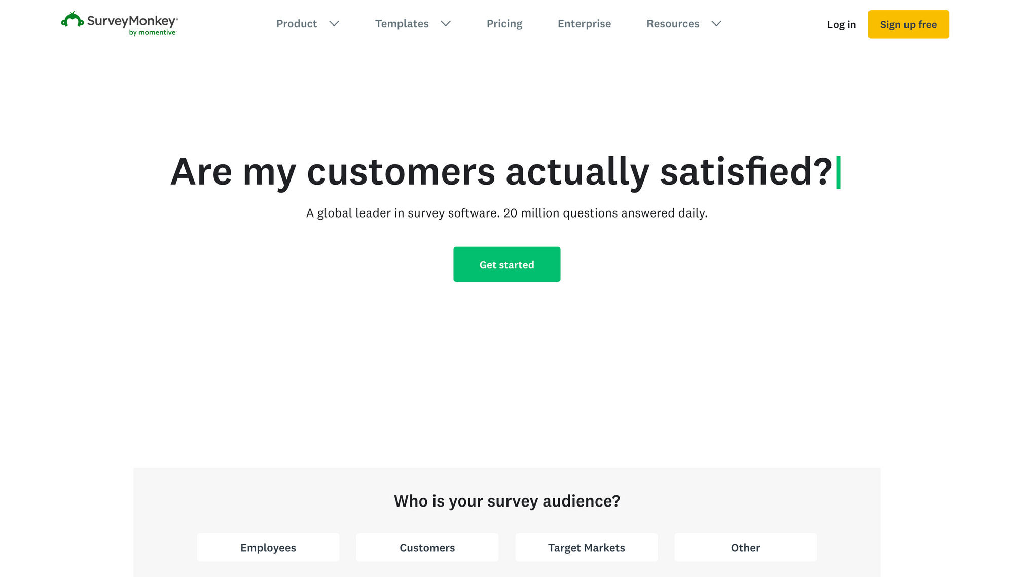voice of customer tool SurveyMonkey homepage
