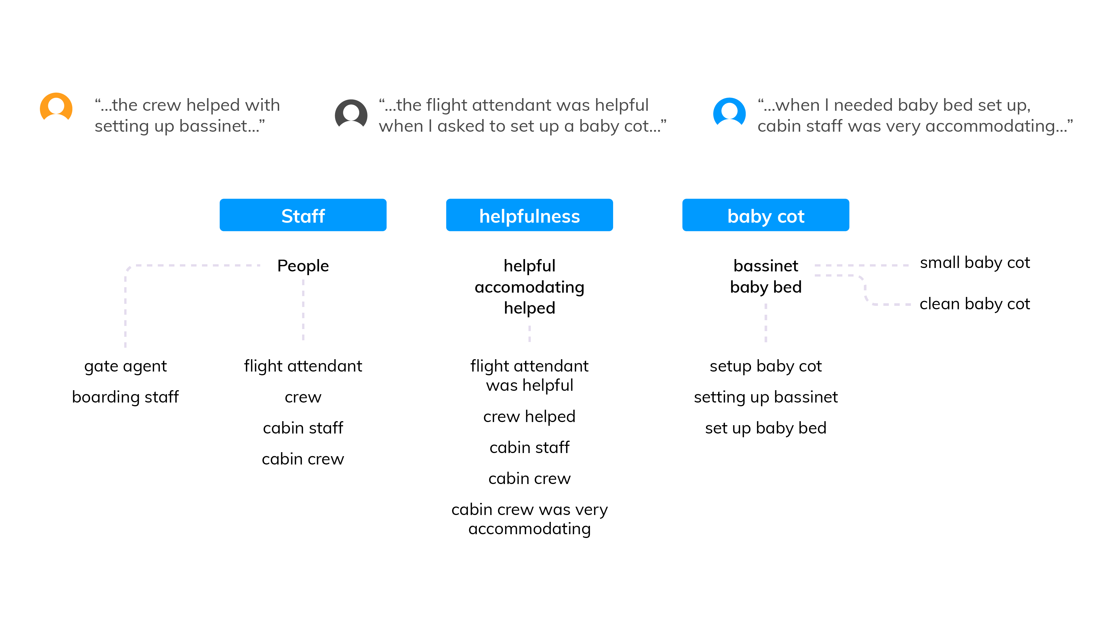 Diagram showing the hierarchy of themes in customer feedback