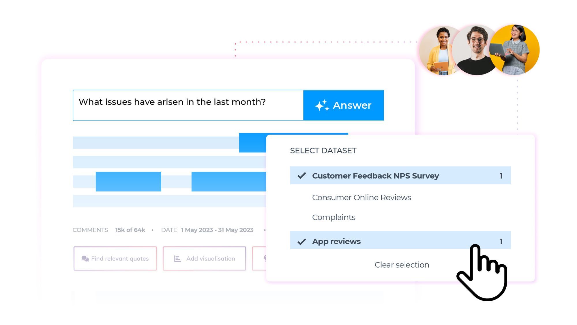 Use Generative AI in Thematic to get answers to burning questions across multiple datasets