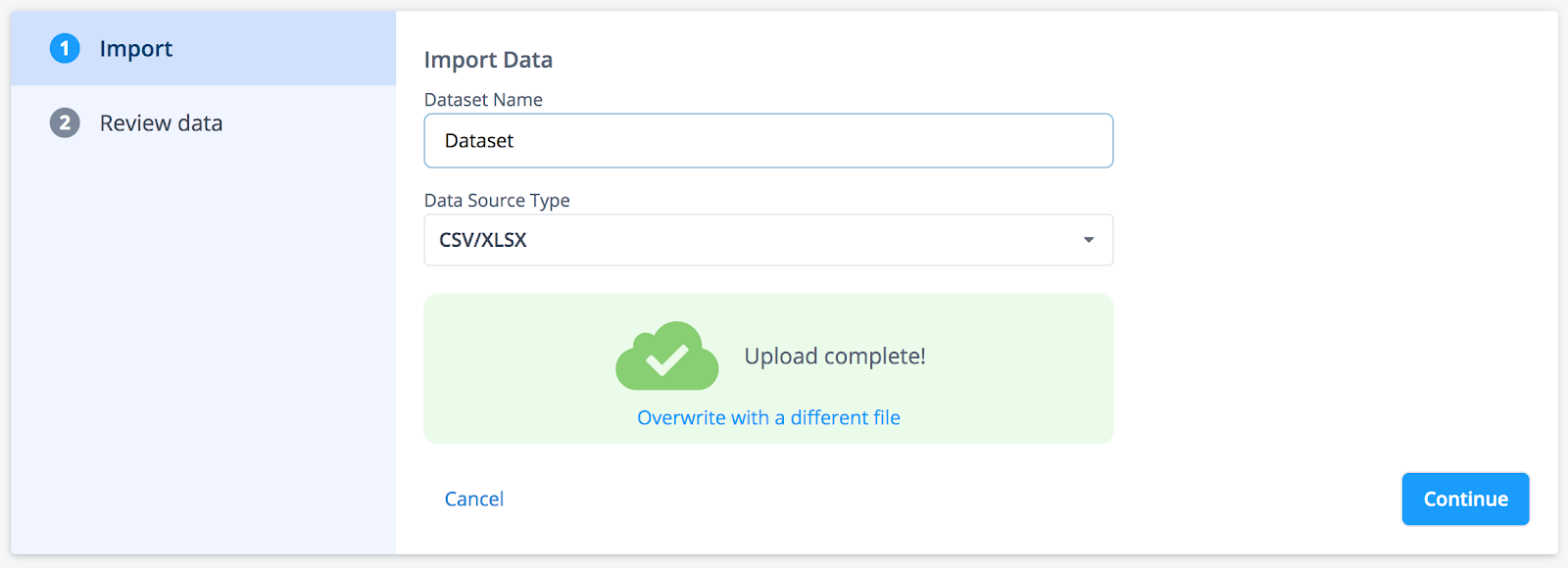 The import data stage of the Thematic setup flow