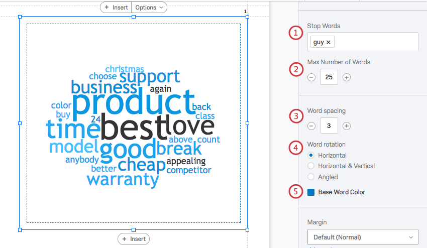 Product feedback displayed in a Word cloud maker