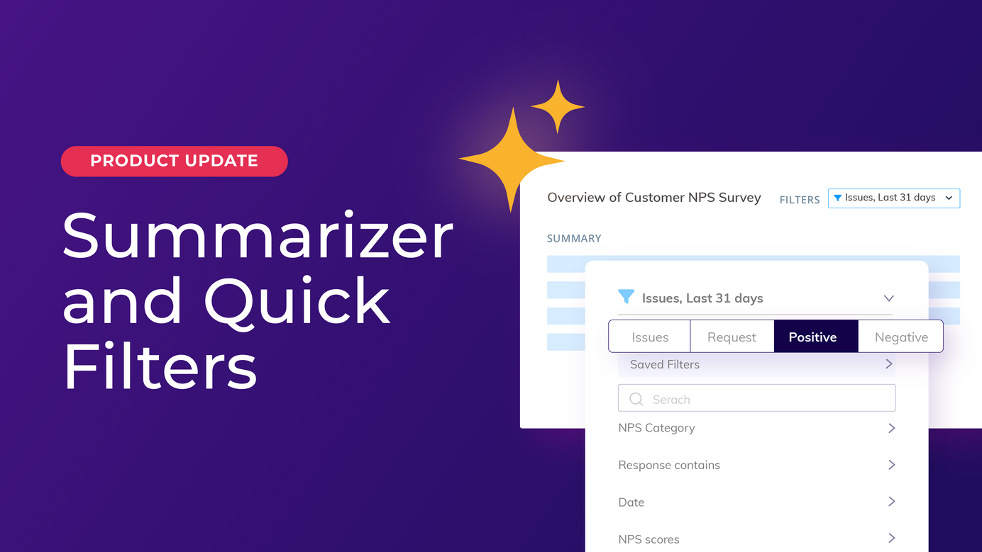 Abstract image of the new product updates: summarizer and quick filter options