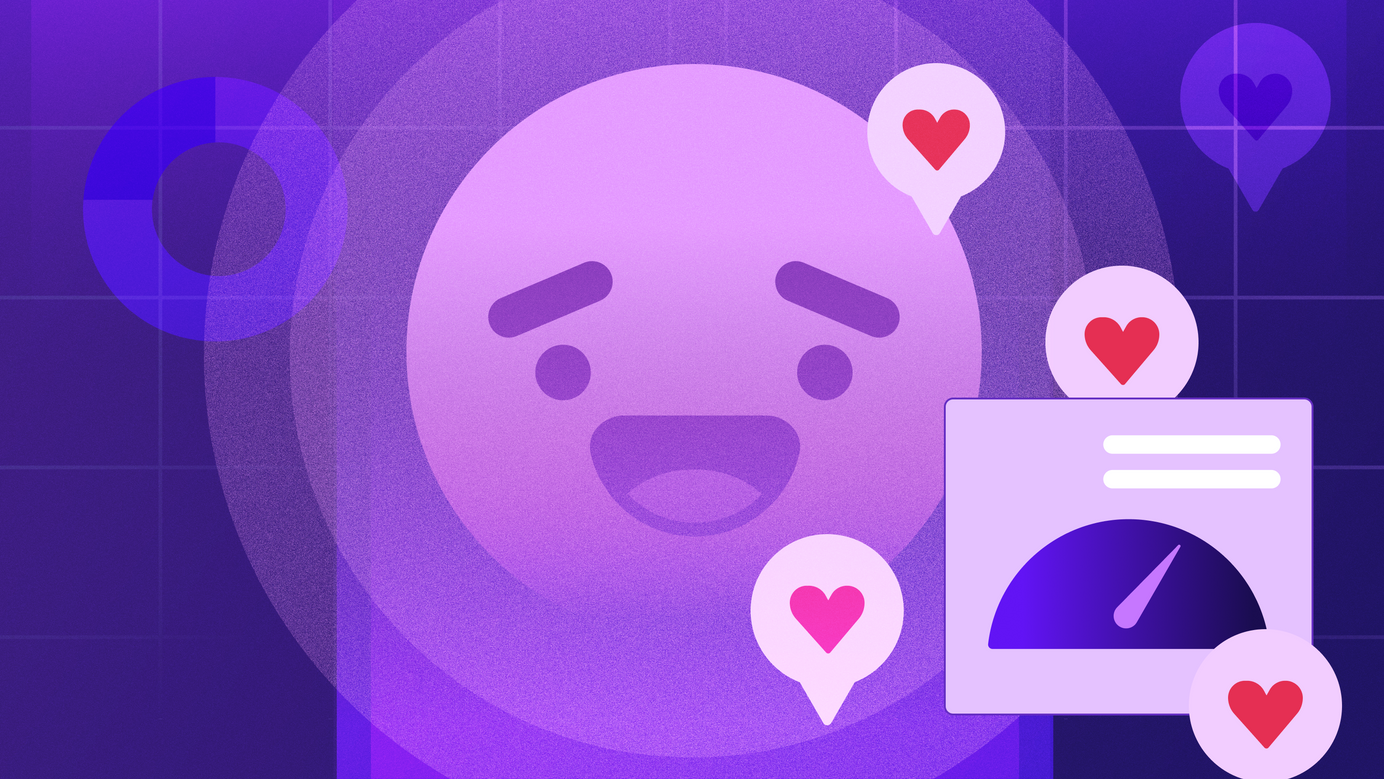 A customer satisfaction icon is surrounded by several metric icons.