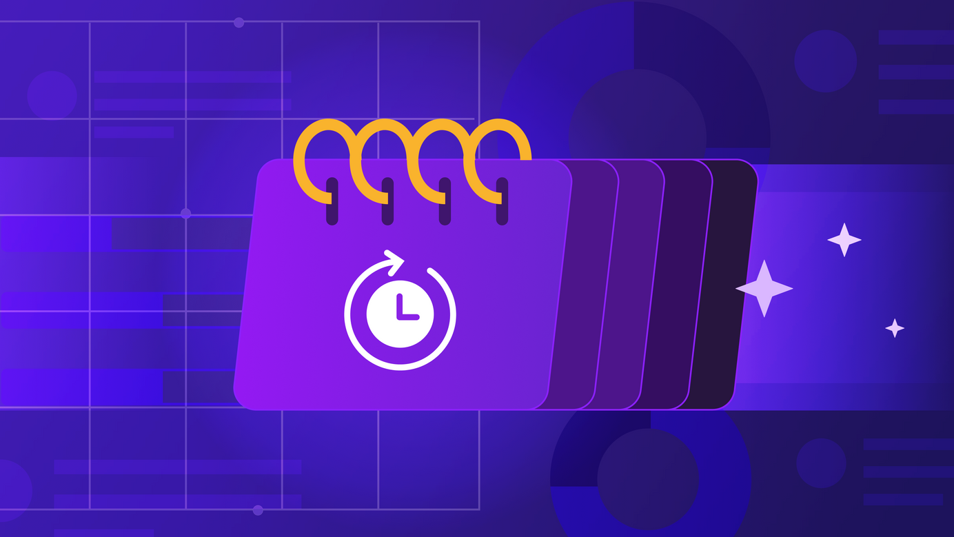 A 5-day calendar is zipping forward. We see analytics UI in the background.