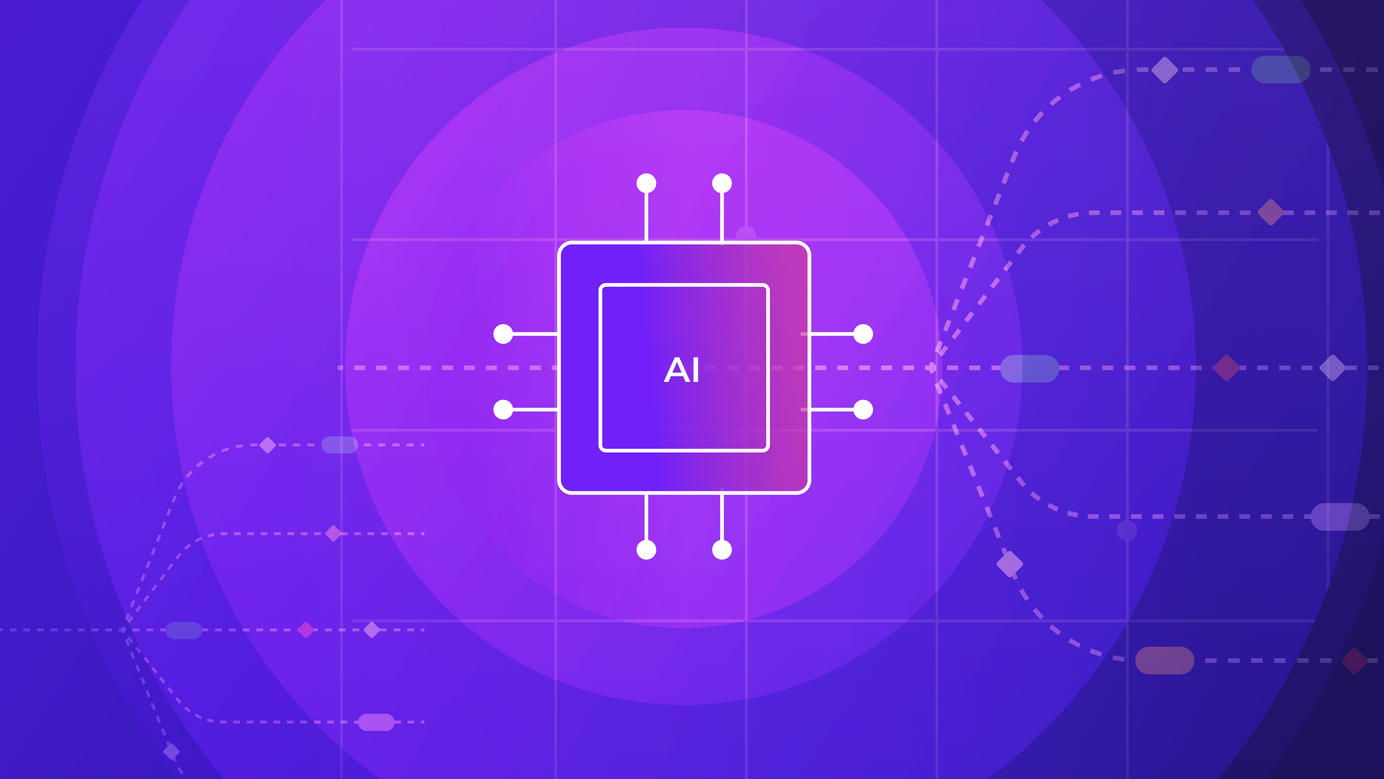 An AI chip floats in the middle as different path branch out.
